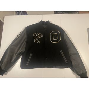 Vintage Black & Grey Wool Leather Varsity Jacket “O” Patch Letterman